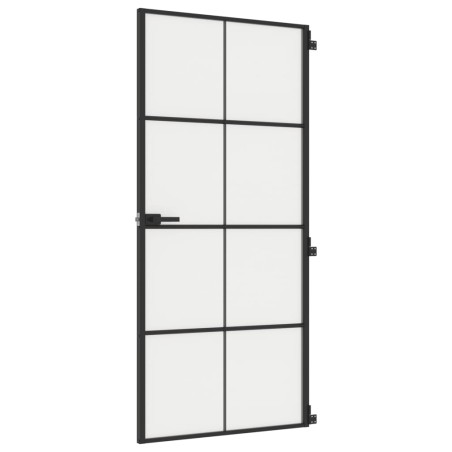 Porta Interni Sottile Nera 93x201,5cm Vetro Temperato Alluminio
