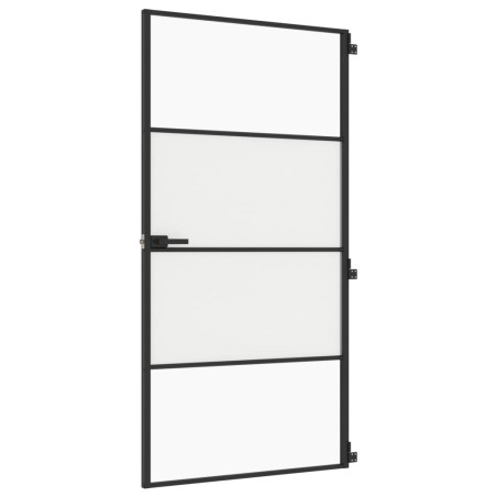 Porta Interni Sottile Nera 102,5x201,5Vetro Temperato Alluminio
