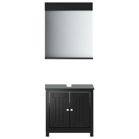 Set Mobili da Bagno 2 pz BERG Nero in Legno Massello di Pino
