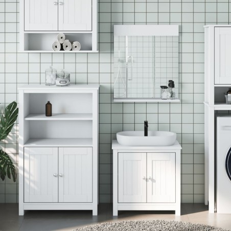 Set Mobili da Bagno 3 pz BERG Bianco in Legno Massello di Pino
