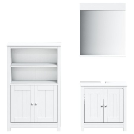 Set Mobili da Bagno 3 pz BERG Bianco in Legno Massello di Pino