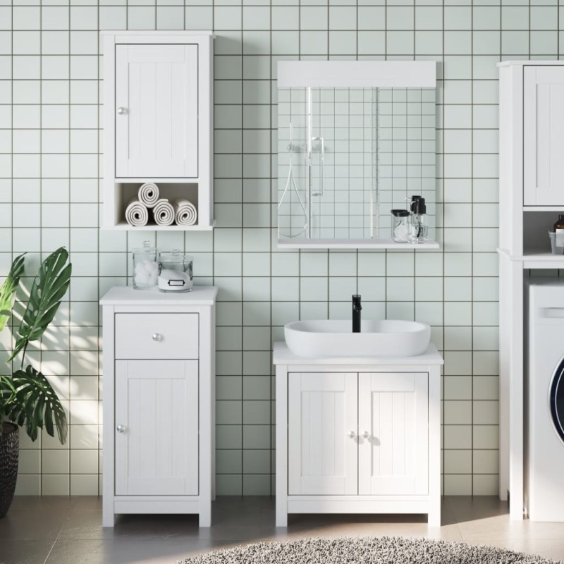 Set Mobili da Bagno 3 pz BERG Bianco in Legno Massello di Pino Set Mobili da Bagno 3 pz BERG Bianco in Legno Massello di Pino
