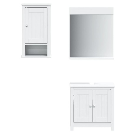 Set Mobili da Bagno 3 pz BERG Bianco in Legno Massello di Pino