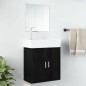 Set Mobili da Bagno 2 pz Nero in Legno Multistrato Set Mobili da Bagno 2 pz Nero in Legno Multistrato