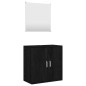 Set Mobili da Bagno 2 pz Nero in Legno Multistrato Set Mobili da Bagno 2 pz Nero in Legno Multistrato
