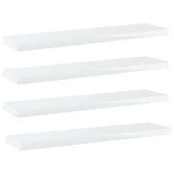 vidaXL Ripiani per Libreria 4 pz Bianco Lucido 40x10x1,5cm Multistrato