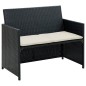 Divano da Giardino a 2 Posti con Cuscini in Polyrattan Nero Divano da Giardino a 2 Posti con Cuscini in Polyrattan Nero