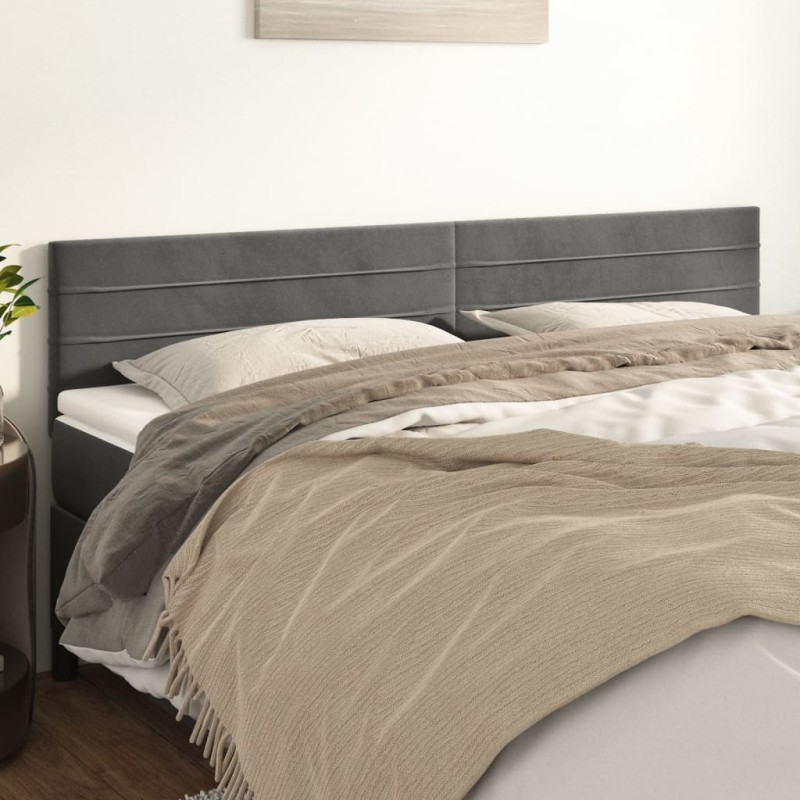 Testiere 2 pz Grigio Scuro 100x5x78/88 cm in Velluto Testiere 2 pz Grigio Scuro 100x5x78/88 cm in Velluto