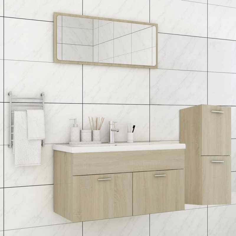 vidaXL Set Mobili da Bagno Rovere Sonoma in Legno Multistrato vidaXL Set Mobili da Bagno Rovere Sonoma in Legno Multistrato