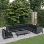 Set Divani Giardino 8 pz con Cuscini in Polyrattan Grigio Scuro Set Divani Giardino 8 pz con Cuscini in Polyrattan Grigio Scuro