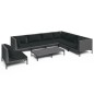 Set Divani Giardino 8 pz con Cuscini in Polyrattan Grigio Scuro Set Divani Giardino 8 pz con Cuscini in Polyrattan Grigio Scuro