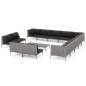 Set Divani Giardino 14pz con Cuscini in Polyrattan Grigio Scuro Set Divani Giardino 14pz con Cuscini in Polyrattan Grigio Scuro