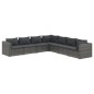 vidaXL Set Divani da Giardino 7 pz con Cuscini in Polyrattan Grigio
