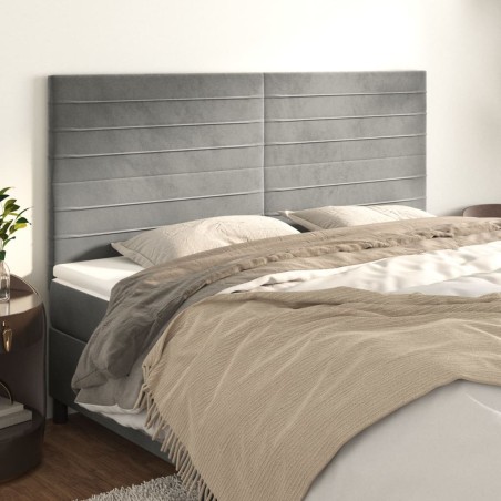 vidaXL Testiera 4 pz Grigio Chiaro 90x5x78/88 cm in Velluto