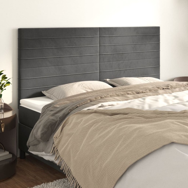 vidaXL Testiere 4 pz Grigio Scuro 100x5x78/88 cm in Velluto vidaXL Testiere 4 pz Grigio Scuro 100x5x78/88 cm in Velluto