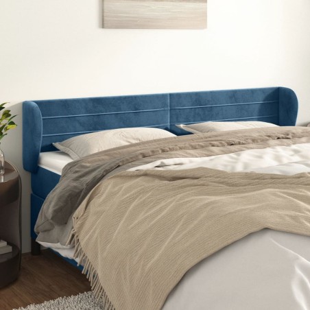 vidaXL Testiera ad Orecchio Blu Scuro 203x23x78/88 cm in Velluto