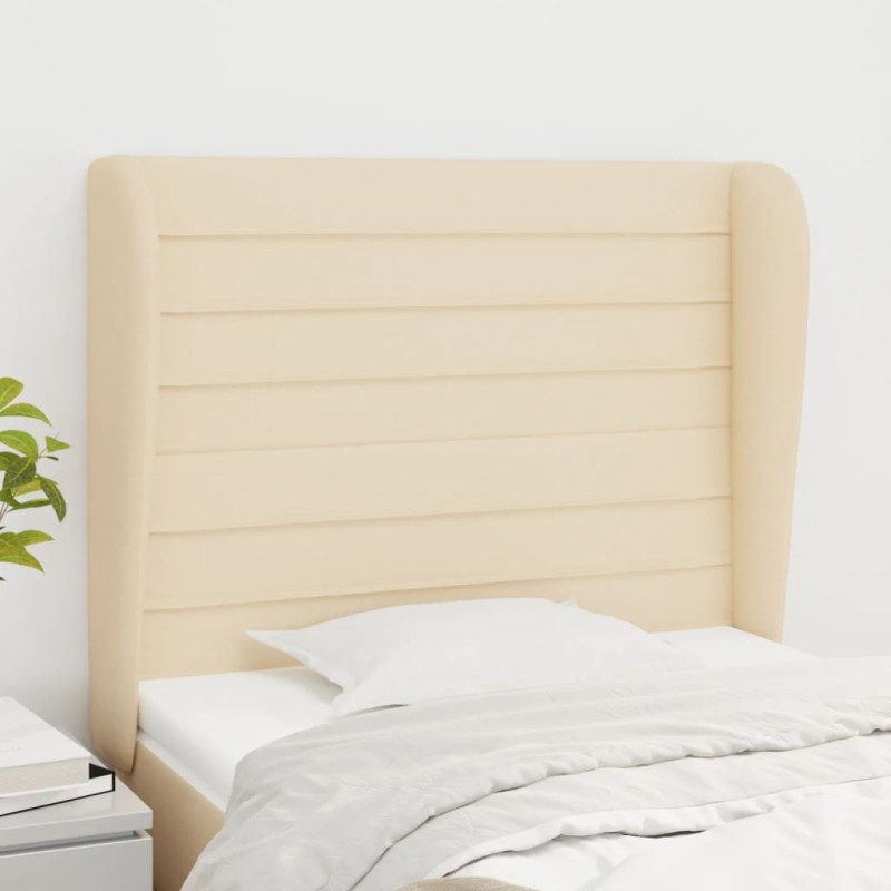 vidaXL Testiera ad Orecchio Crema 103x23x118/128 cm in Tessuto vidaXL Testiera ad Orecchio Crema 103x23x118/128 cm in Tessuto