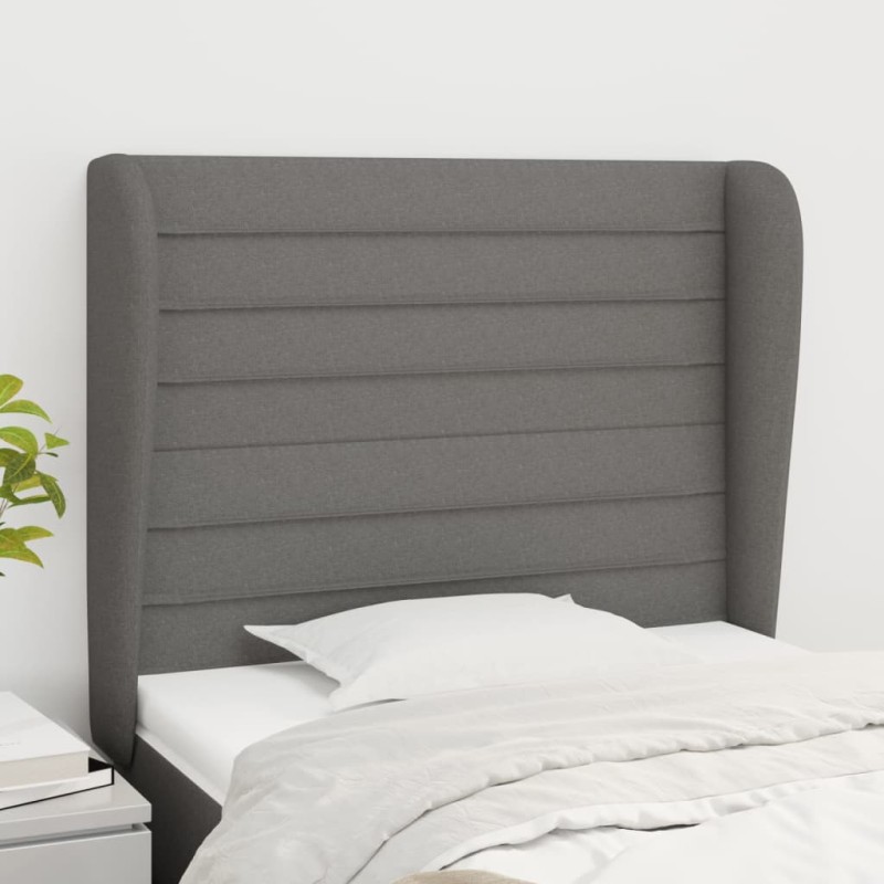 vidaXL Testiera ad Orecchio GrigioScuro 103 x 23 x 118/128cm inTessuto vidaXL Testiera ad Orecchio GrigioScuro 103 x 23 x 118/128cm inTessuto