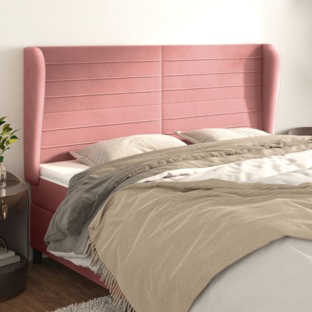 vidaXL Testiera ad Orecchio Rosa 183x23x118/128 cm in Velluto