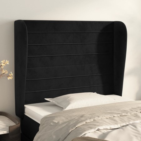 vidaXL Testiera ad Orecchio Nera 103x23x118/128 cm in Velluto