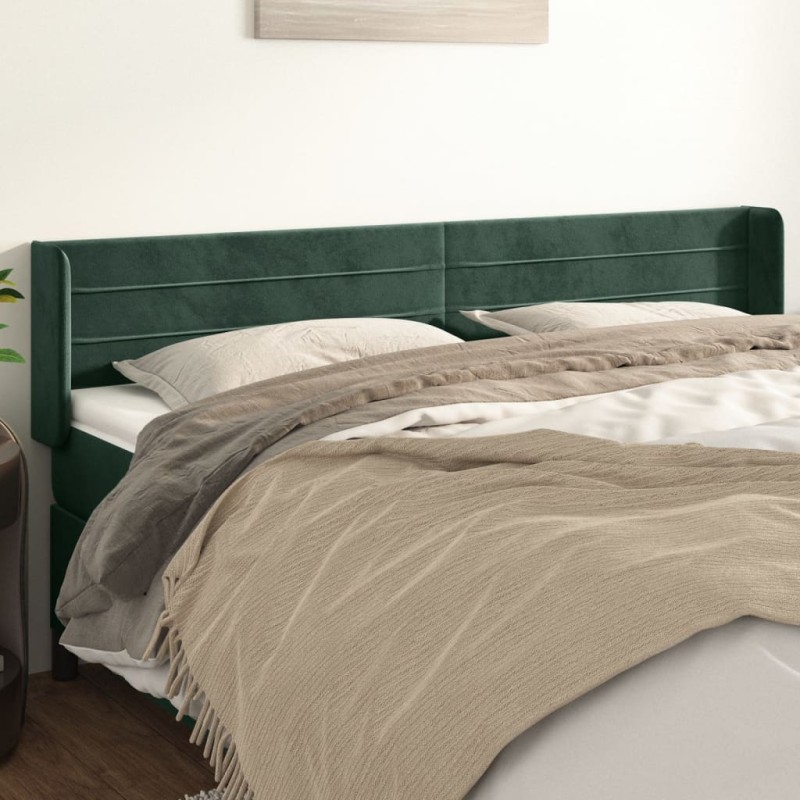 vidaXL Testiera ad Orecchio Verde Scuro 203x16x78/88 cm in Velluto