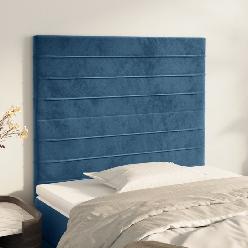 Testiere 2 pz Blu Scuro 100x5x78/88 cm in Velluto Testiere 2 pz Blu Scuro 100x5x78/88 cm in Velluto