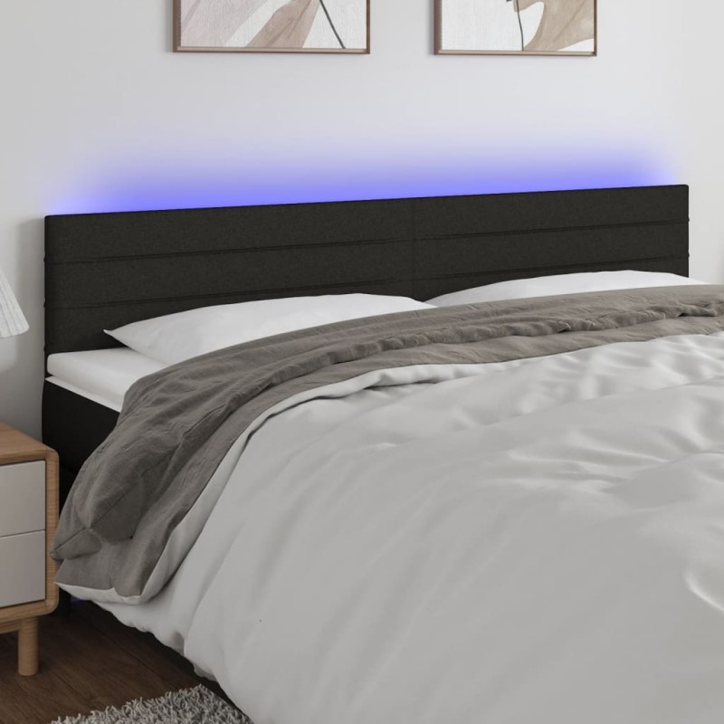 vidaXL Testiera a LED Nera 180x5x78/88 cm in Tessuto vidaXL Testiera a LED Nera 180x5x78/88 cm in Tessuto