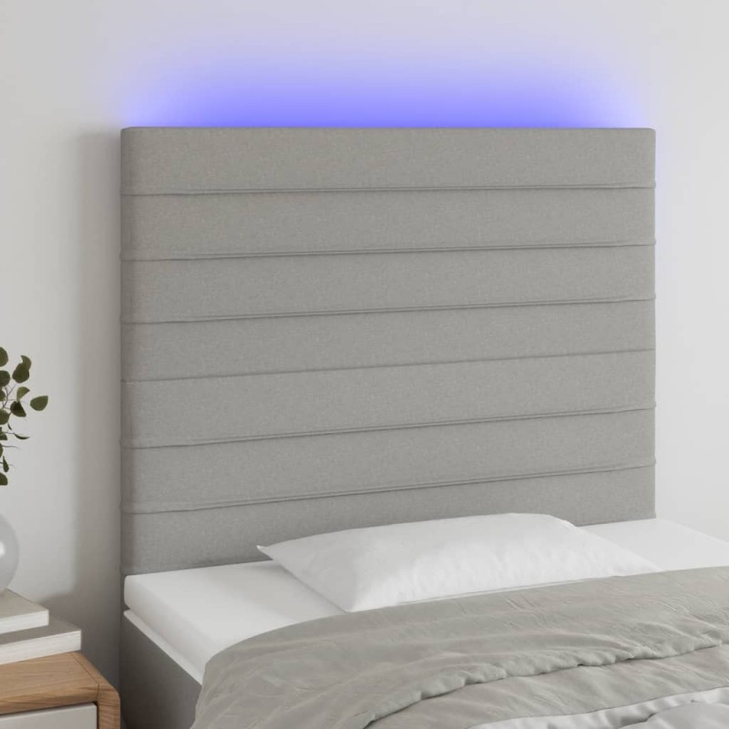 vidaXL Testiera a LED Grigio Chiaro 100x5x118/128 cm in Tessuto vidaXL Testiera a LED Grigio Chiaro 100x5x118/128 cm in Tessuto