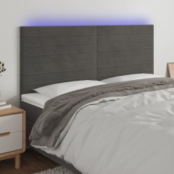 vidaXL Testiera a LED GrigioScuro 180x5x118/128cm in Velluto