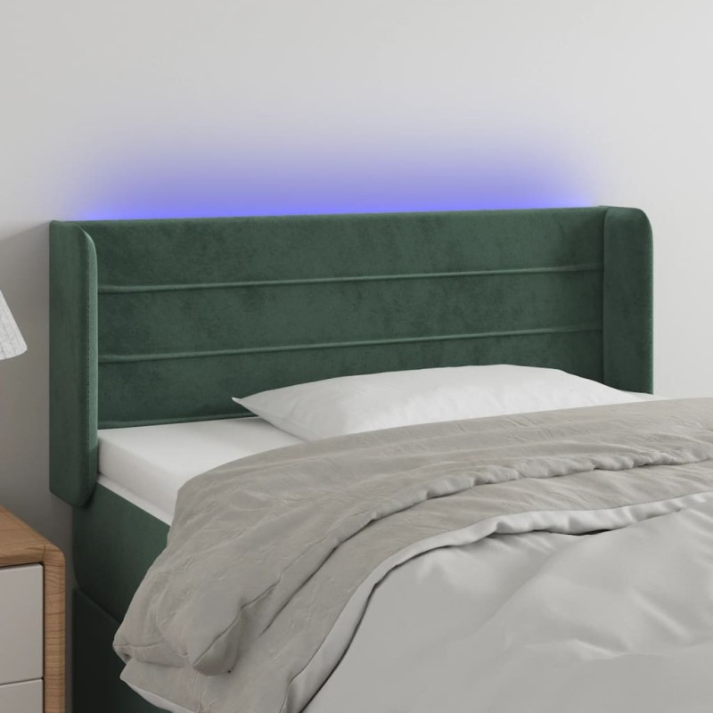 Testiera a LED Verde scuro 93x16x78/88 cm in Velluto Testiera a LED Verde scuro 93x16x78/88 cm in Velluto