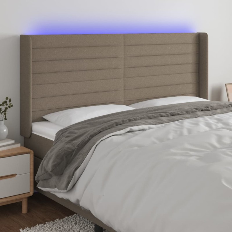 vidaXL Testiera a LED Tortora 183x16x118/128 cm in Tessuto vidaXL Testiera a LED Tortora 183x16x118/128 cm in Tessuto