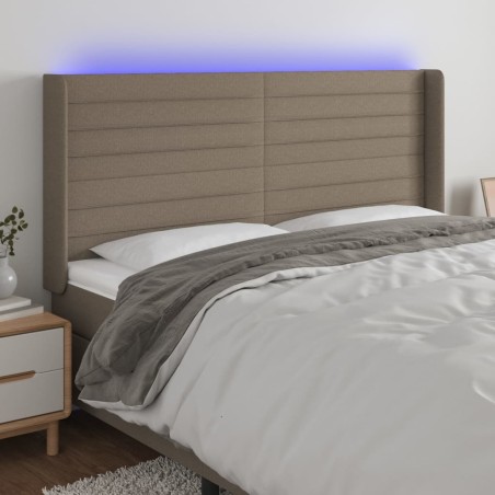 vidaXL Testiera a LED Tortora 183x16x118/128 cm in Tessuto