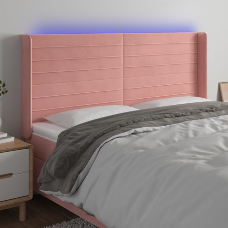 vidaXL Testiera a LED rosa 203x16x118/128 cm in Velluto