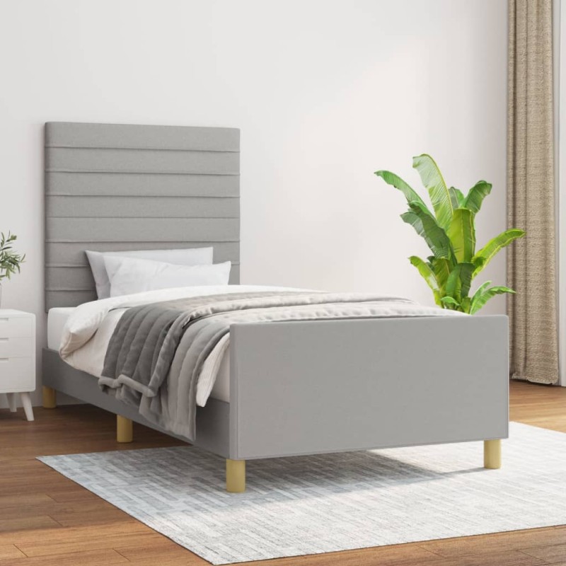 vidaXL Giroletto senza Materasso Grigio Chiaro 90x200 cm Tessuto vidaXL Giroletto senza Materasso Grigio Chiaro 90x200 cm Tessuto