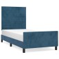 Giroletto con Testiera Blu Scuro 90x200 cm in Velluto Giroletto con Testiera Blu Scuro 90x200 cm in Velluto