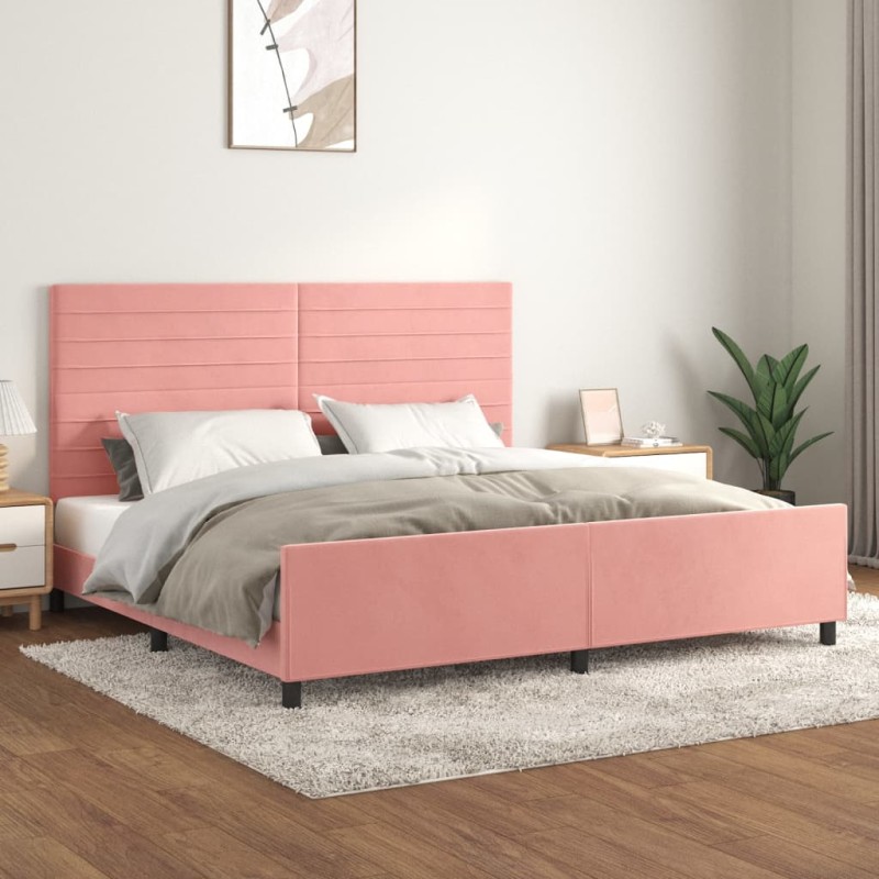 Giroletto con Testiera Rosa 200x200 cm in Velluto Giroletto con Testiera Rosa 200x200 cm in Velluto