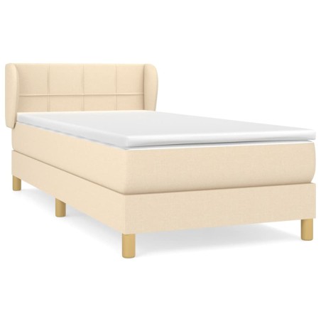 vidaXL Giroletto a Molle con Materasso Crema 90x200 cm inTessuto
