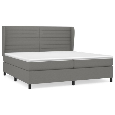 vidaXL Giroletto a Molle con Materasso Grigio Scuro 200x200 cm Tessuto