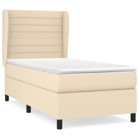 vidaXL Giroletto a Molle con Materasso Crema 100x200 cm in Tessuto