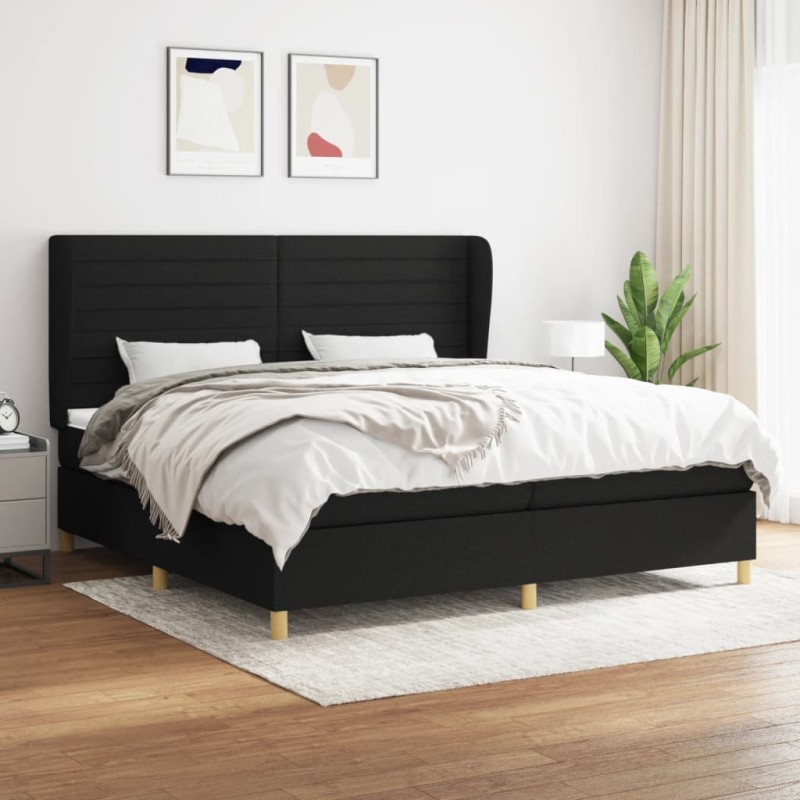 vidaXL Giroletto a Molle con Materasso Nero 200x200 cm in Tessuto