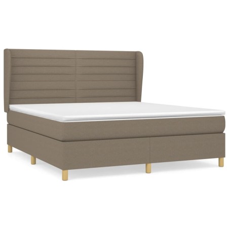 vidaXL Giroletto a Molle con Materasso Tortora 180x200 cm in Tessuto