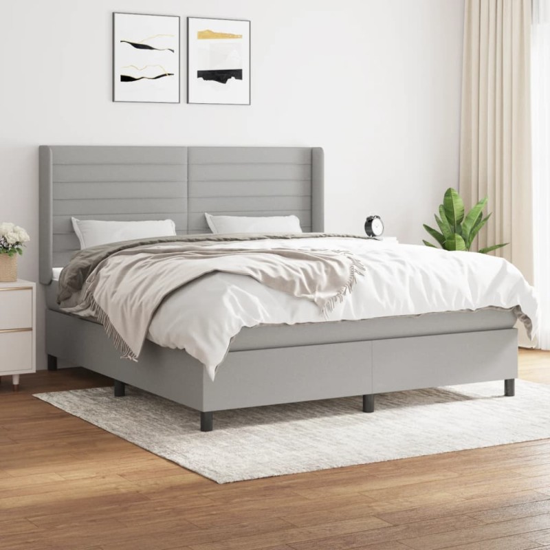 vidaXL Giroletto a Molle con Materasso Grigio Chiaro180x200 cm Tessuto