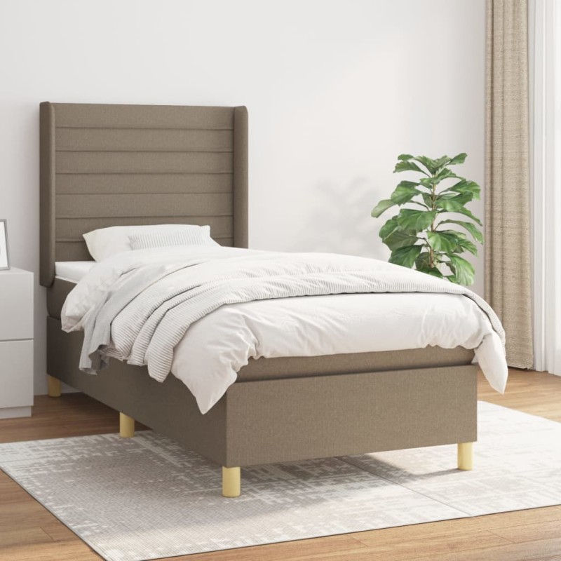 vidaXL Giroletto a Molle con Materasso Tortora 90x200 cm inTessuto