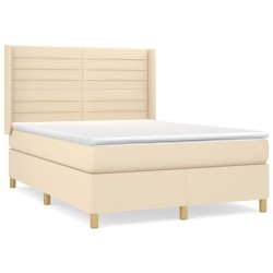 vidaXL Giroletto a Molle con Materasso Crema 140x19 cm in Tessuto