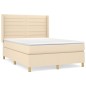 vidaXL Giroletto a Molle con Materasso Crema 140x19 cm in Tessuto