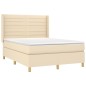 vidaXL Giroletto a Molle con Materasso Crema 140x19 cm in Tessuto