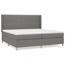 vidaXL Giroletto a Molle con Materasso Grigio Scuro 200x200 cm Tessuto