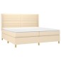 vidaXL Giroletto a Molle con Materasso Crema 200x200 cm in Tessuto