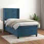 vidaXL Giroletto a Molle con Materasso Blu Scuro 90x190 cm in Velluto