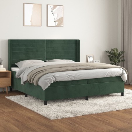 vidaXL Giroletto a Molle con Materasso Verde Scuro 200x200 cm Velluto